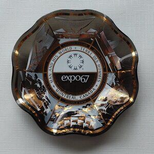 Vintage Expo 67 Montreal Trinket Dish Candy Dish Black and Gold